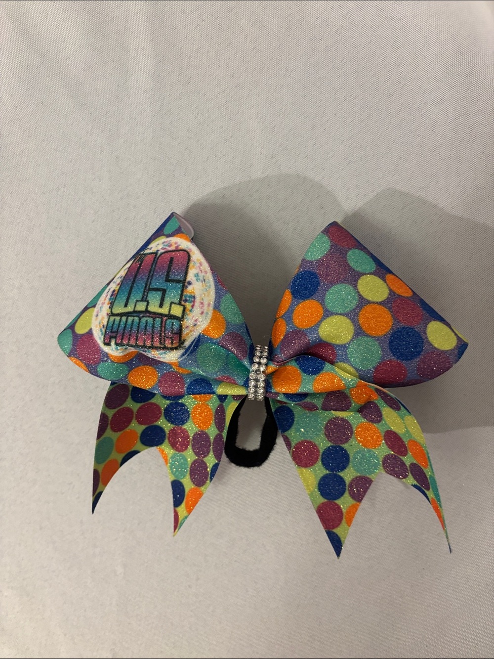 Colorful Polka Dot Cheer Bow with Sparkle